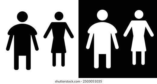 WC room icon. Disabled silhouette. Male and female unisex toilet. Handicapped symbol. Bathroom sign isolated. design eps 10