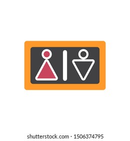 WC sign flat icon, vector sign, Male and Female toilet colorful pictogram isolated on white. Toilet symbol, logo illustration. Flat style design