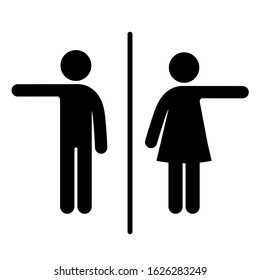 WC sign Icon indicate direction Vector Illustration on the white background. Vector man & woman icons. Toilet symbol