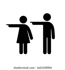 WC sign Icon indicate direction, show the way Vector Illustration on the white background. Vector man & woman icons. Toilet symbol