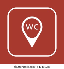 WC  sign  icon, isolated. Flat  design. 
