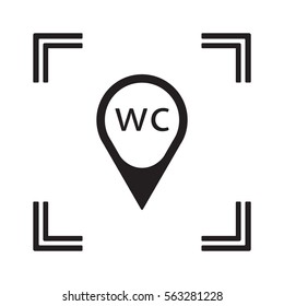 WC  sign  icon, isolated. Flat  design. 