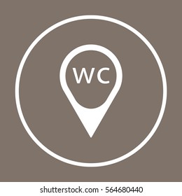 WC  sign  icon, isolated. Flat  design. 