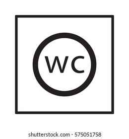 WC  sign  icon, isolated. Flat  design. 