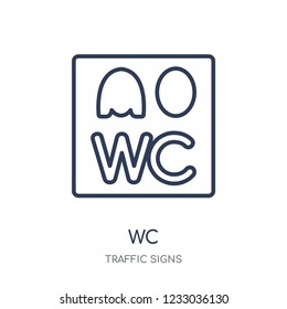 Wc sign icon. Wc sign linear symbol design from Traffic signs collection. Simple outline element vector illustration on white background