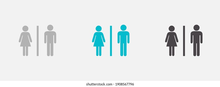 WC sign icon. Male and Female toilet. Flat design. Toilet sign symbol