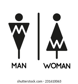 WC sign icon. Toilet symbol. Restrooms for women and men. Flat design. 