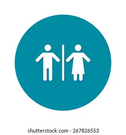 WC sign icon. Toilet symbol. Male and Female toilet. Flat design. 