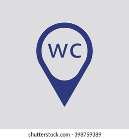 WC sign icon, vector illustration. Flat design style