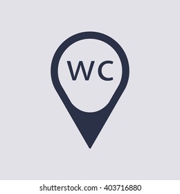 WC sign icon, vector illustration. Flat design style