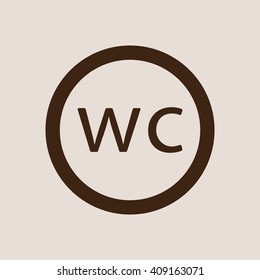 WC sign icon, vector illustration. Flat design style