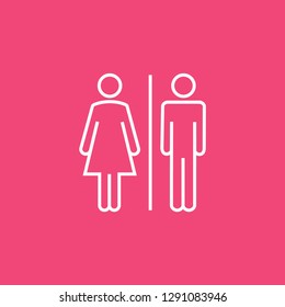 WC sign restroom icon. Toilet bathroom male and female symbol. Wc isolated line pictogram.