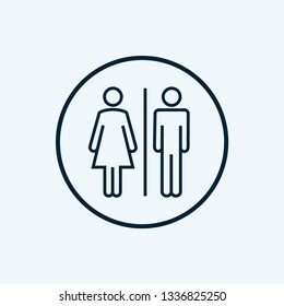 WC sign restroom icon. Toilet bathroom male and female symbol. Wc isolated line pictogram.