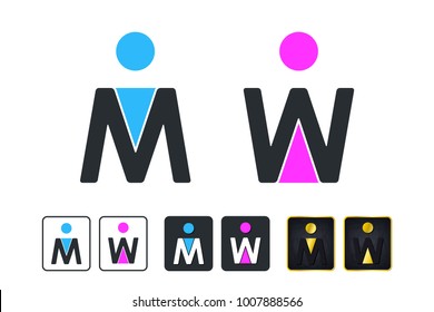 WC Sign for Restroom. Toilet Door Plate icons. Men and Women Vector Symbols. Isolated