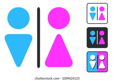WC Sign for Restroom. Toilet Door Plate icons. Men and Women Vector Symbols. Isolated