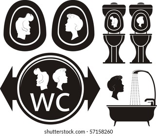 WC sign toilet icon black