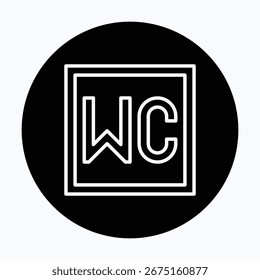 WC Signboard Vector Icon, Isolated Vector Circular Style Icon,