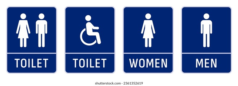 WC signs. Icon collection of man, woman for toilets. Easy editable vector gender icons. Set of signs for toilets and changing rooms.