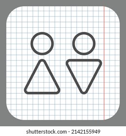 WC simple icon vector. Flat desing. On graph paper. Grey background.ai