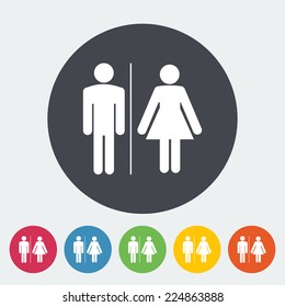 WC. Single flat icon on the circle. Vector illustration.