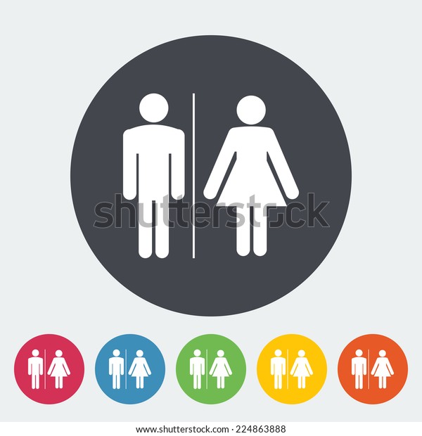 Wc Single Flat Icon On Circle Stock Vector Royalty Free 224863888