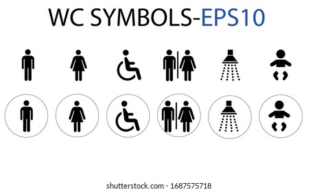 WC symbols, signs, icons, sanitary, pictogram