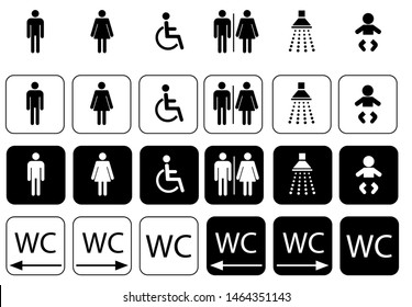  wc symbols for toilet sign, toilet icon set