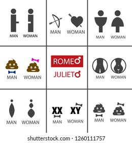 wc or toilet creative isolated flat vector icons set
