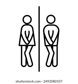 wc toilet door plate icon linear logo mark in black and white