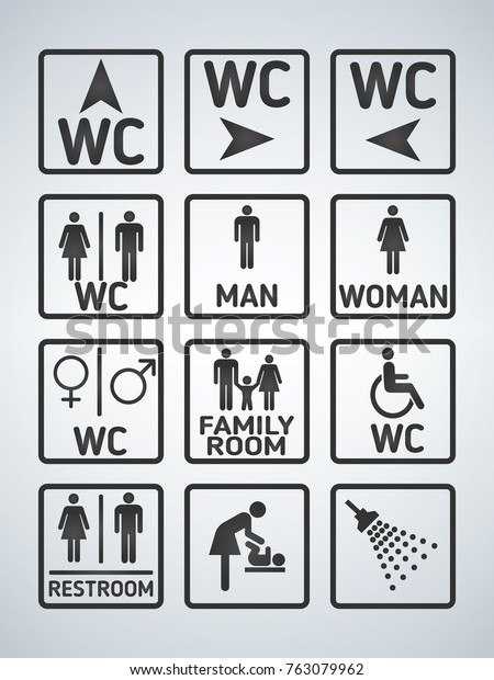 Wc Toilet Door Plate Icons Set Stock Vector Royalty Free 763079962 Shutterstock 6712