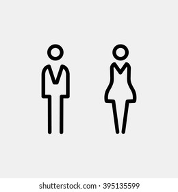WC / Toilet door plate. Men and women sign for restroom.
