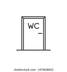 WC or Toilet door vector concept outline icon or design element