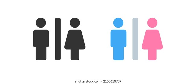 WC, toilet icon. Bathroom sign. Restroom, boy and girl, blue and pink symbol in vector flat style.