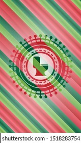 WC toilet icon inside christmas colors style emblem.