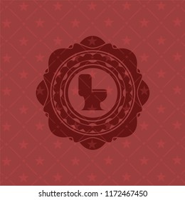 WC toilet icon inside red emblem