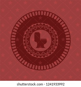 WC toilet icon inside red icon or emblem