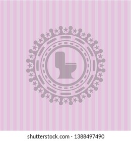 WC toilet icon inside retro style pink emblem