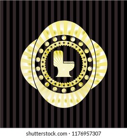 WC toilet icon inside shiny emblem