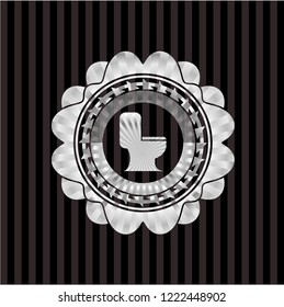 WC toilet icon inside silver shiny emblem