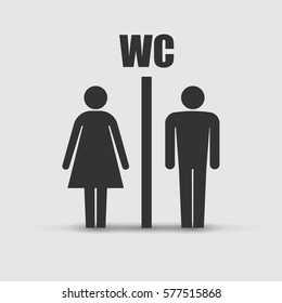 WC toilet icon vector illustration isolated on grey background.