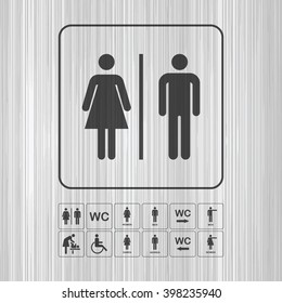 WC / Toilet icons set. Men and women signs for restroom.