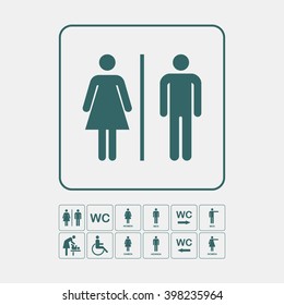 WC / Toilet icons set. Men and women signs for restroom.