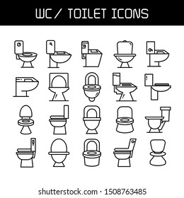 WC. toilet icons set vector line design 