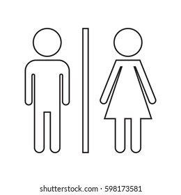 WC, toilet line vector icon . Men and women sign for restroom on white background.