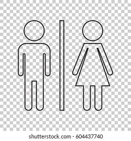 WC, toilet line vector icon . Men and women sign for restroom on isolated background.