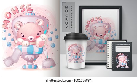 WC toilet mouse - poster and merchandising. Vector eps 10