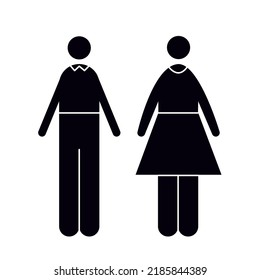 Wc Toilet Pictogram Sign Icon. Woman, Man Figure Silhouette Lavatory, Gents, Restroom, Washroom Wc Sign. Funny Restroom Door Signage. Wayfinding Information Symbols. Vector Illustration