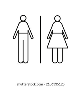 Wc Toilet Pictogram Sign Icon. Woman, Man Figure Silhouette Lavatory, Gents, Restroom, Washroom Wc Sign. Simple Restroom Door Signage. Wayfinding Information Symbols. Vector Illustration