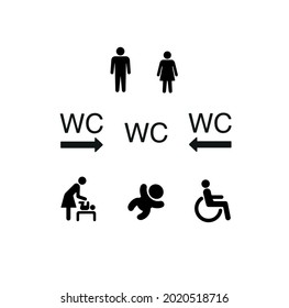 WC, toilet, restroom simple icon set vector illustration