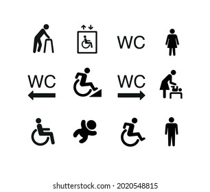  WC, toilet, restroom simple icon set vector illustration
